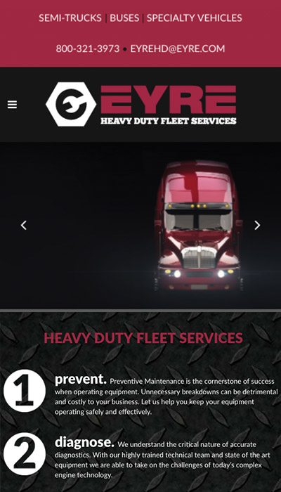 Eyre Heavy Duty mobile website design | Web Design Maryland